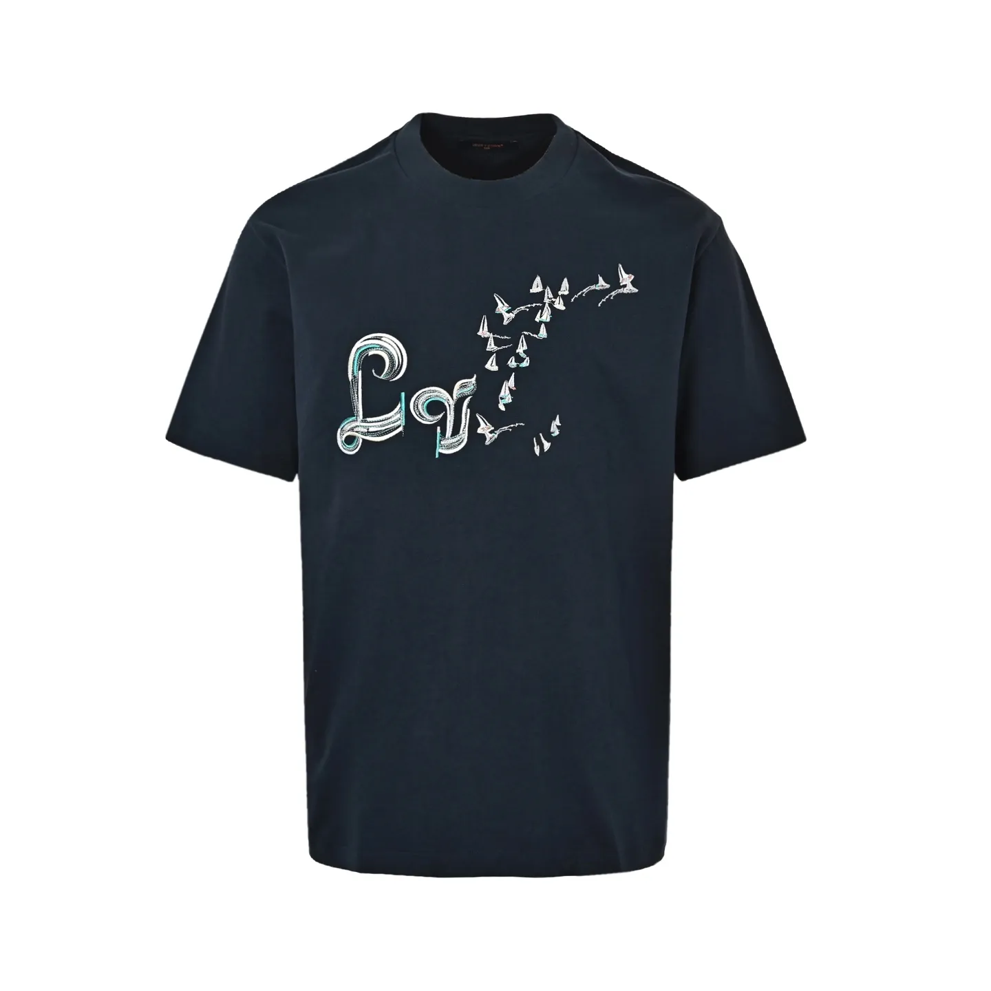 Louis Vuitton/Louis Vuitton gradient color thread sailboat and bird embroidery short sleeves